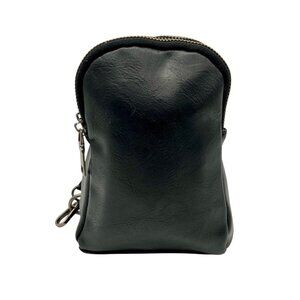 Black Leather-Style Sling Bag